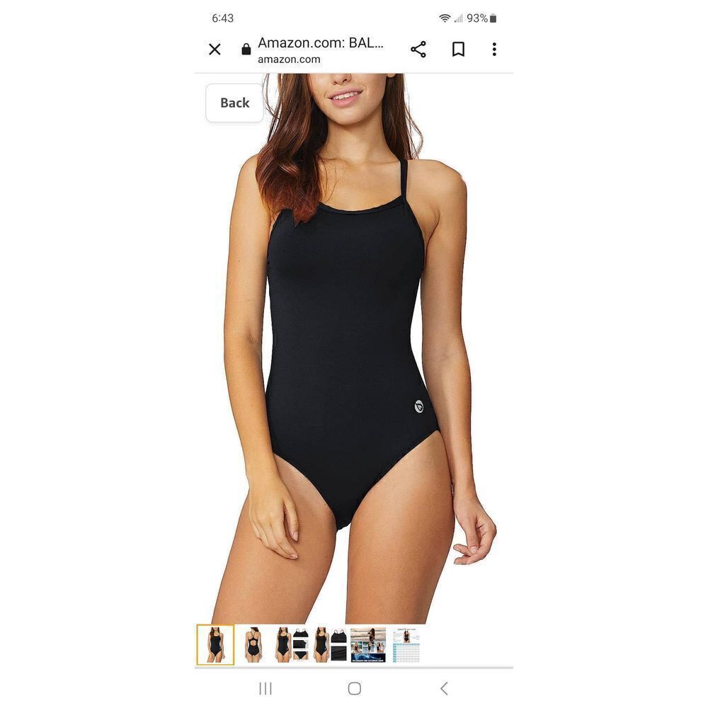 New Small 34 Baleaf Black Athletic Training One Piece Swimsuit Bathing Suit NWOT